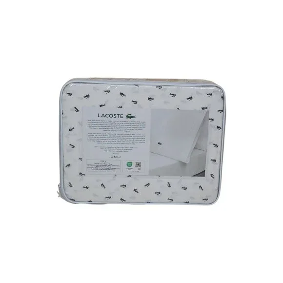 Lacoste Cotton Percale Full Sheet Set Croc Pattern Soft Breathable Material - Picture 10 of 12